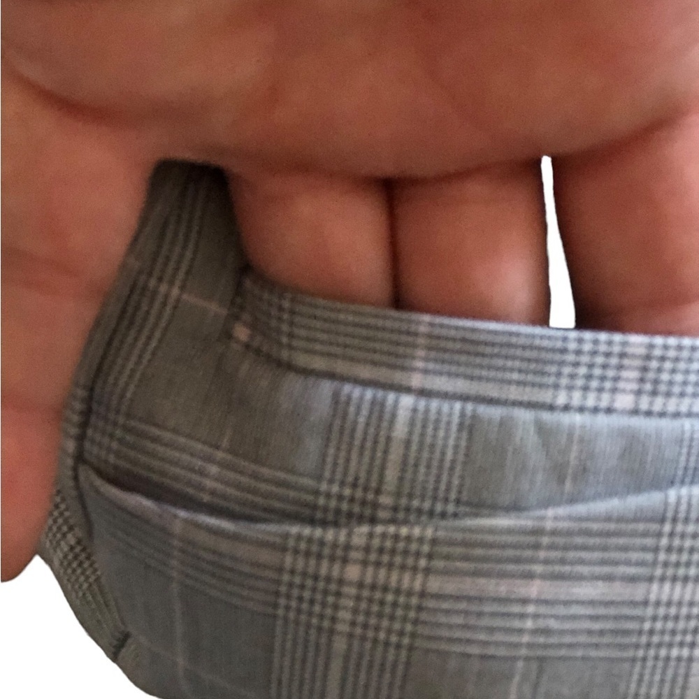 Gray plaid wide leg trousers professional Academia eclectic grandpa dress pants - Picture 8 of 12